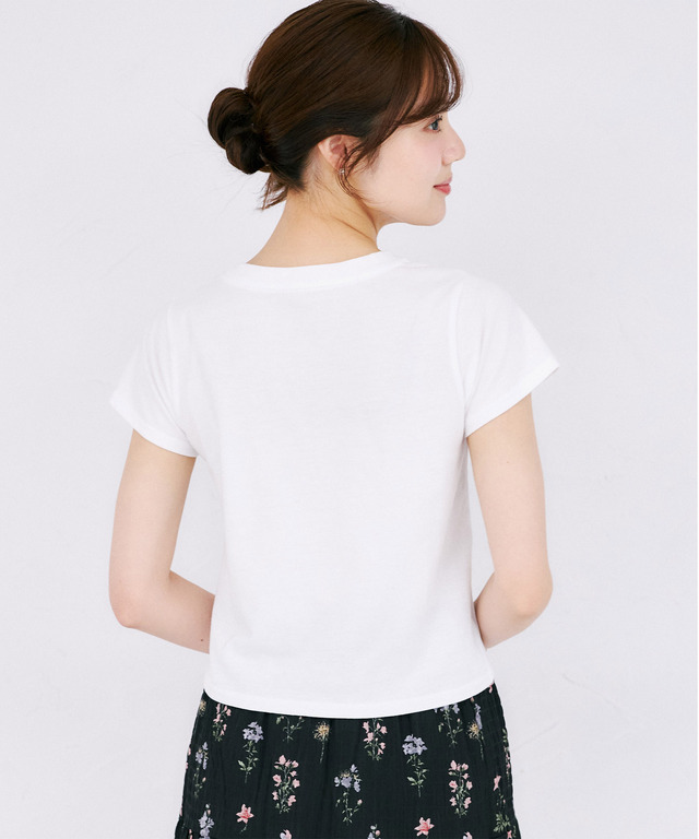 パールリボン付きTシャツ
