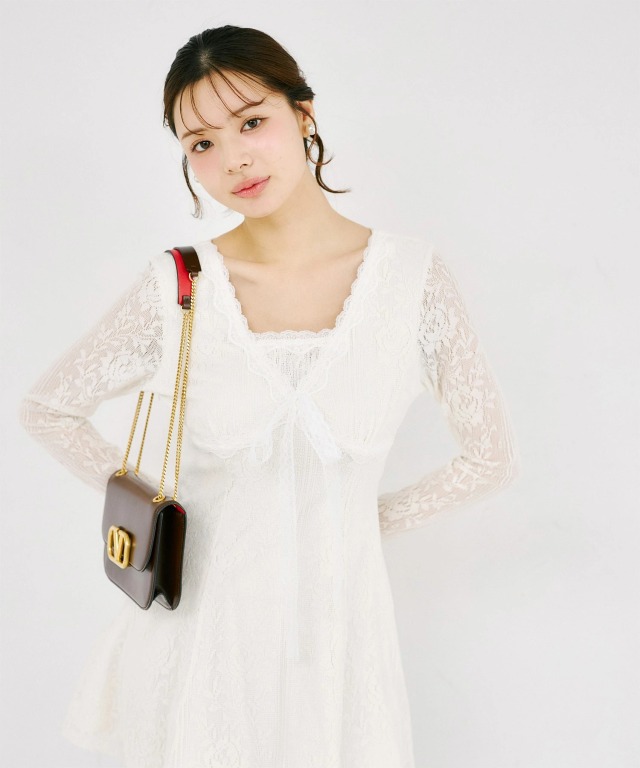 レースリボンミニワンピース