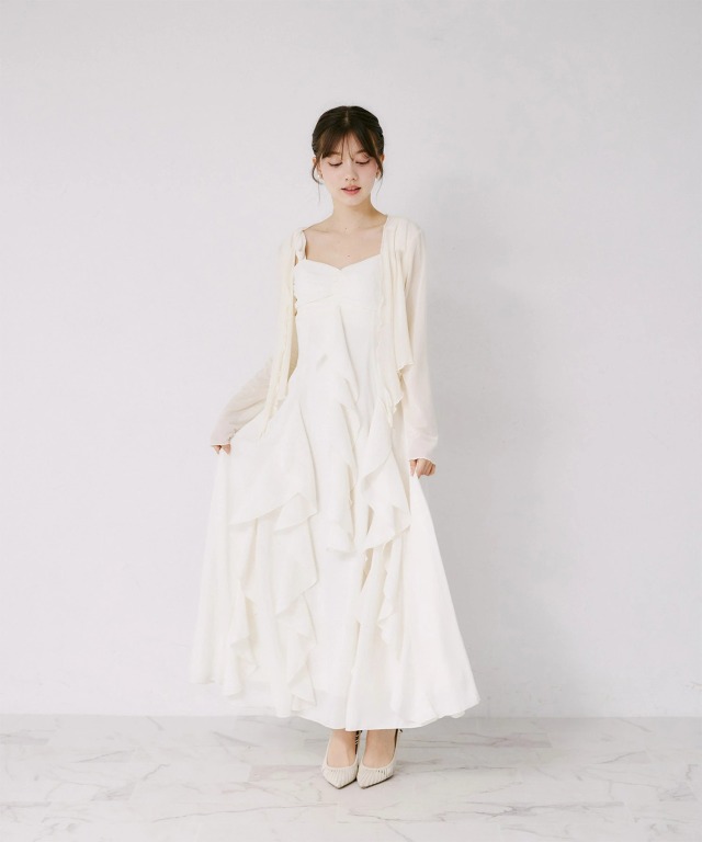 トッカ　ボレロセット　リボン　チュール　ワンピース　ロンパース　80 90 長袖 tocco closet（トッコ クローゼット） チュールボレロ×肩リボン