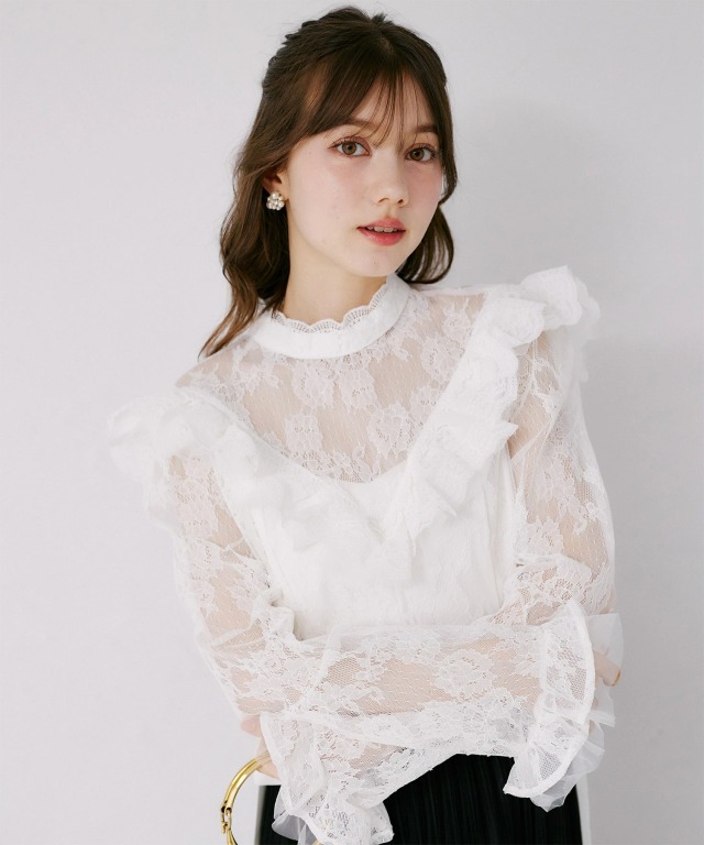 ご専用★レースヨークブラウス ベージュ LaTOTALITE 2019SS La TOTALITE（ラトータリテ）の「レースヨークブラウス 5分袖【手洗い