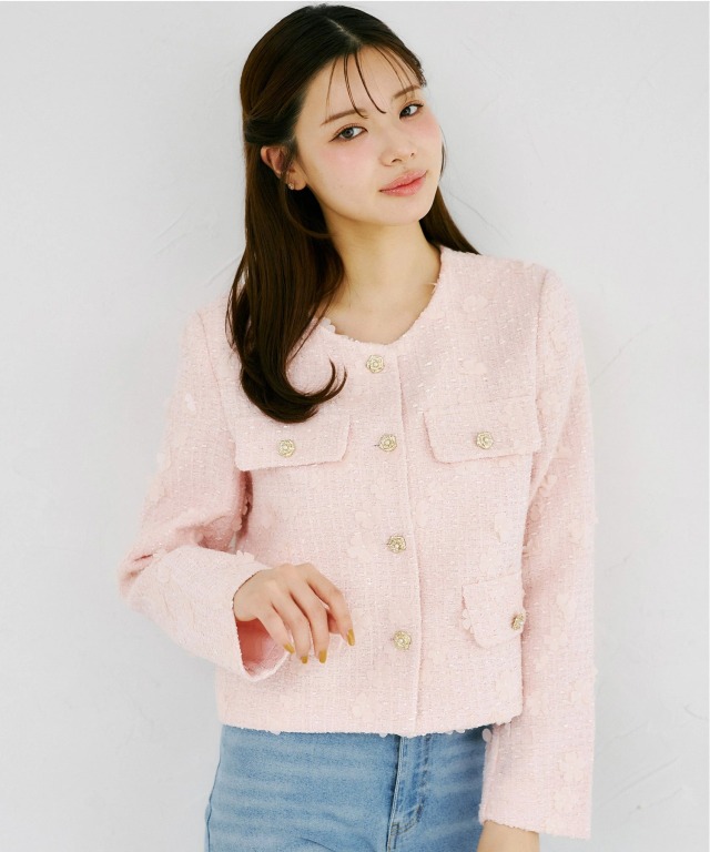 ダブルポケットフラワーツイードジャケット