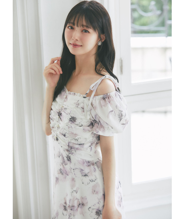 S・Mサイズ展開】リボン付き2WAYショルダーギャザーフラワー