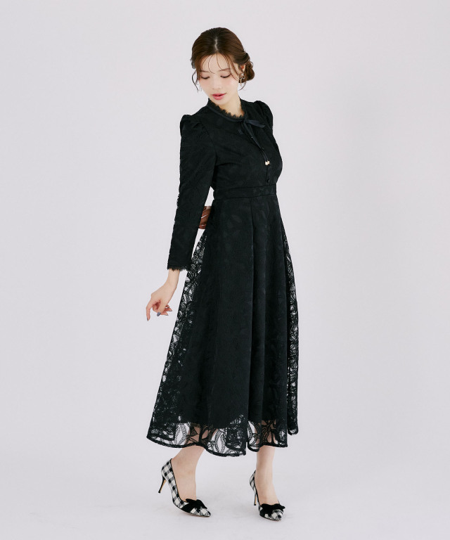 リボン付きリボンレースワンピース