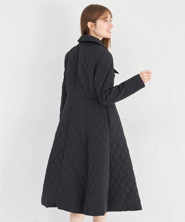 tocco closet ロングコート　キルティングコート ゴールド釦キルティングロングフレアコート