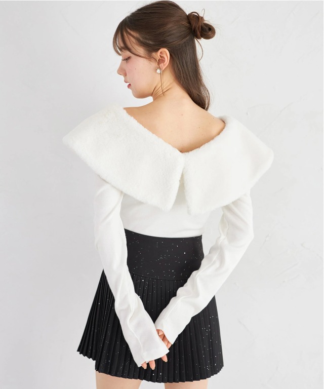 ビックファーカラーニットプルオーバー