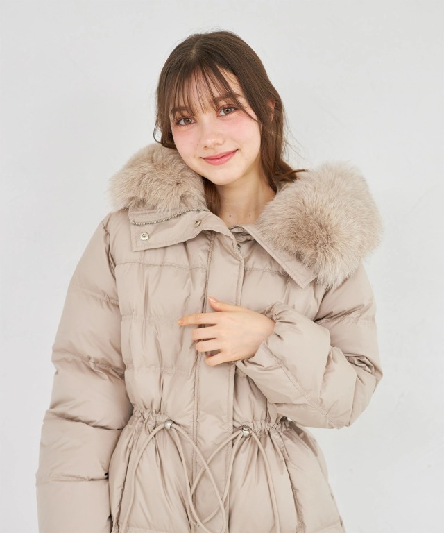 2WAYファー付きウエストドロストダウンコート
