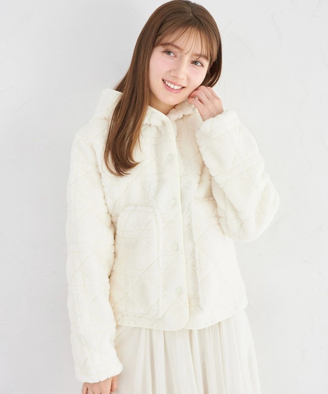 未使用 Abercrombie ホワイトボアパーカー XS ラインチェックボアパーカー