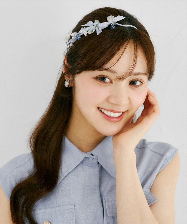 立体ビジュー×リボンカチューシャ