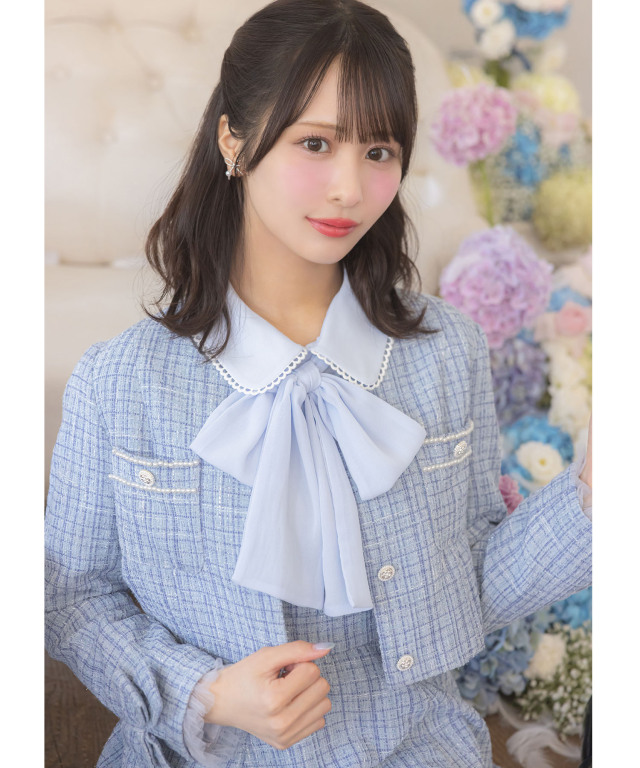 2WAYリボン付きラメツイードドッキングワンピース