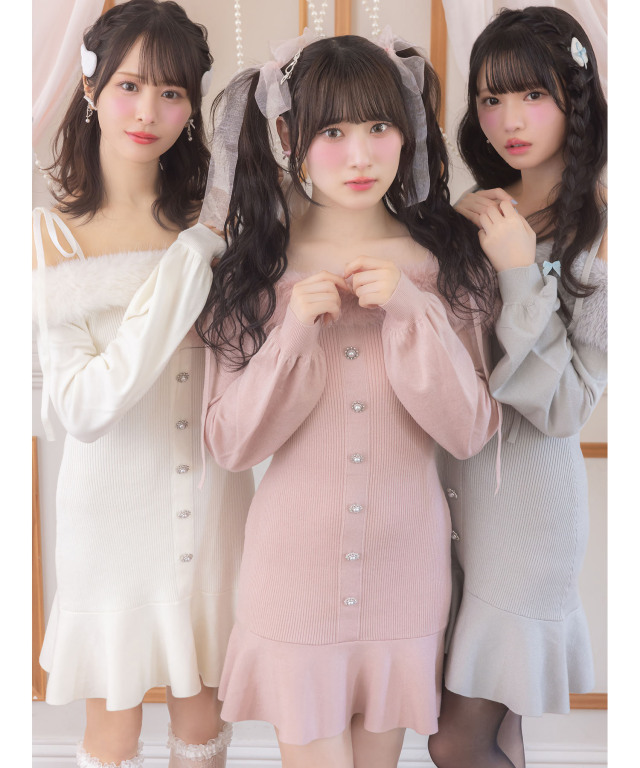 【misen2014さま】vintage ୨୧ リアルファーのおすましワンちゃん アンゴラ ファー オフショル ニット KINO THE KEI 全2色｜ktk441