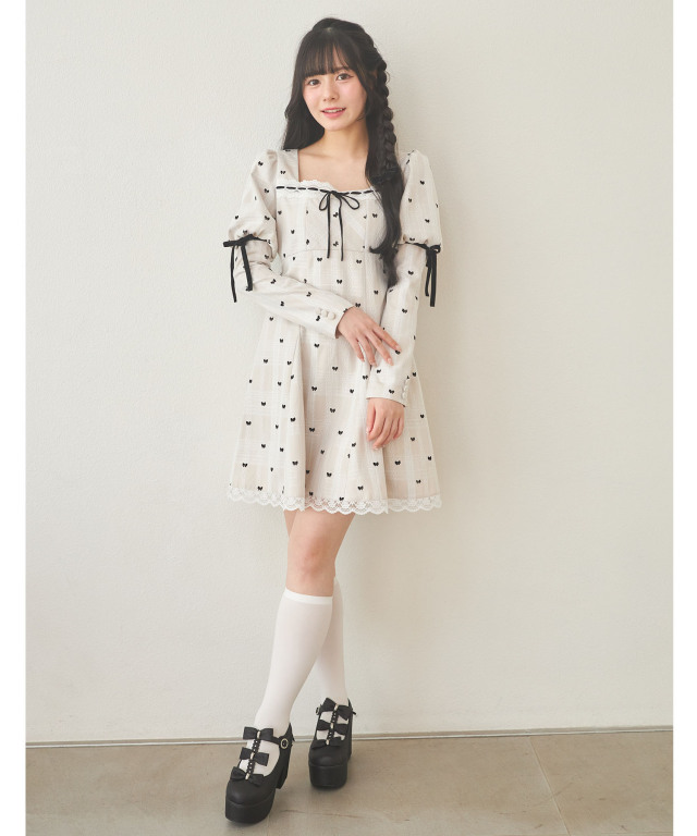 フロッキーレースワンピース M'S GRACY 薔薇フロッキーレース