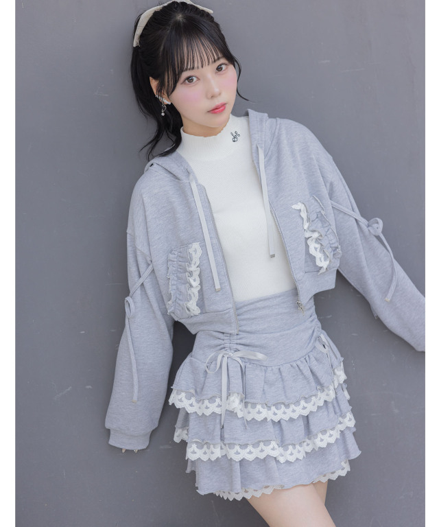 希少y2kフリル総レース花柄スカートパンツ 希少y2kフリル総レース花柄