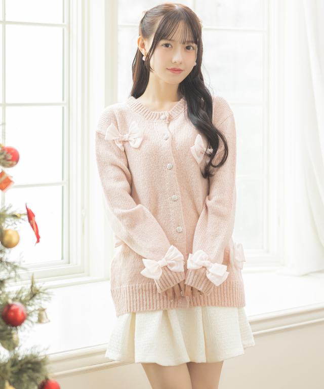 suyunn スユン　インナーパンツ付きサイドレースアップスパンコールツイードタックフレアスカート