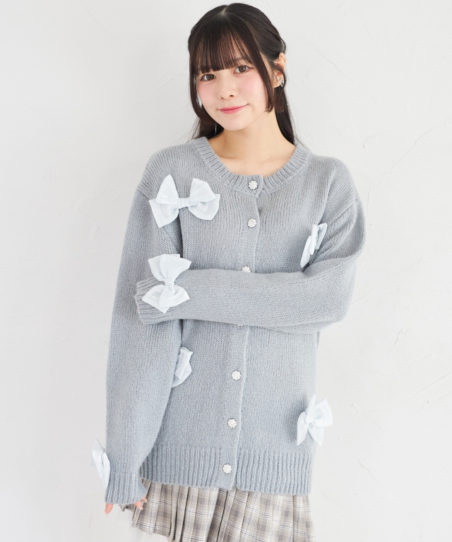 トゥービーシック  美品  豪華なビジュー  おリボン付き  ロングカーディガン TO BE CHIC - トゥービーシック TO BE CHIC W5F05-824-06 ロング
