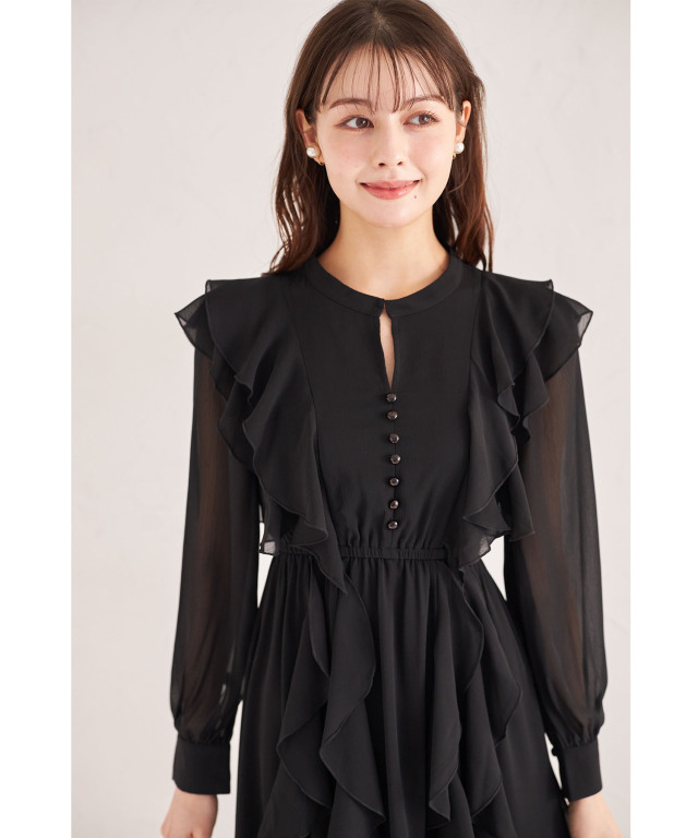 楊柳ラッフルフリルワンピース