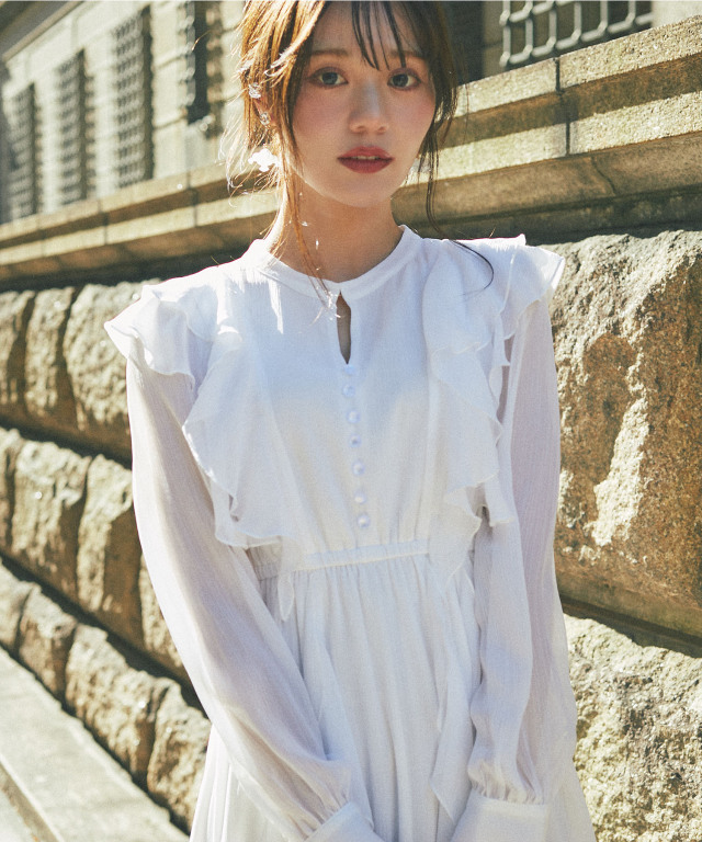 楊柳ラッフルフリルワンピース