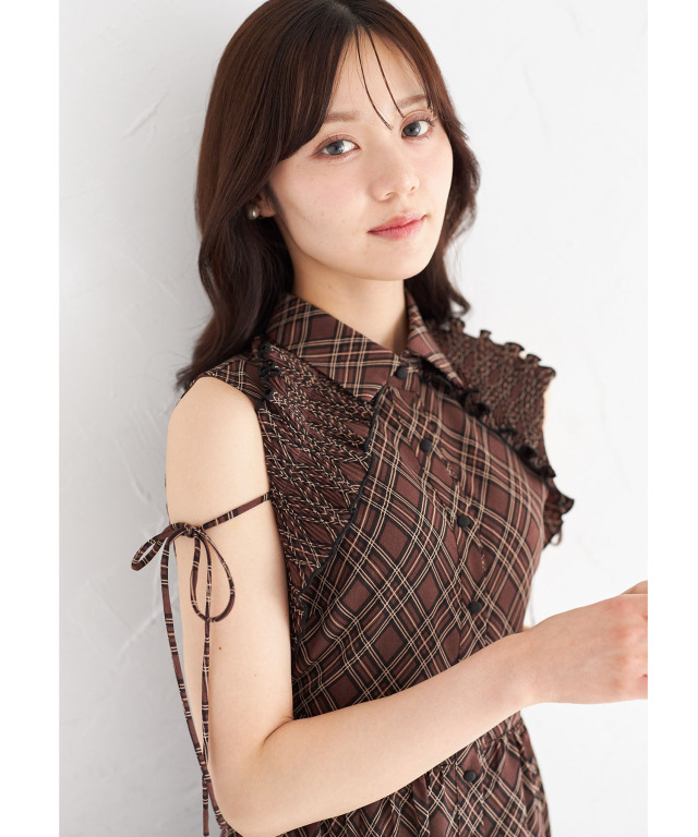 バーバリー(BURBERRY)|リボン付きチェック柄ワンピース|HARDOFF