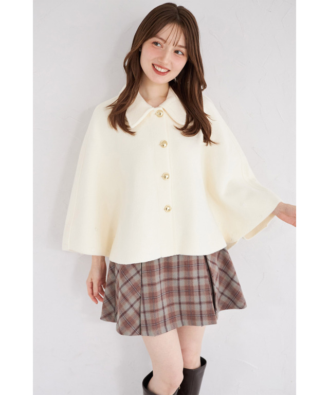 2WAYファー付きケープライクコート