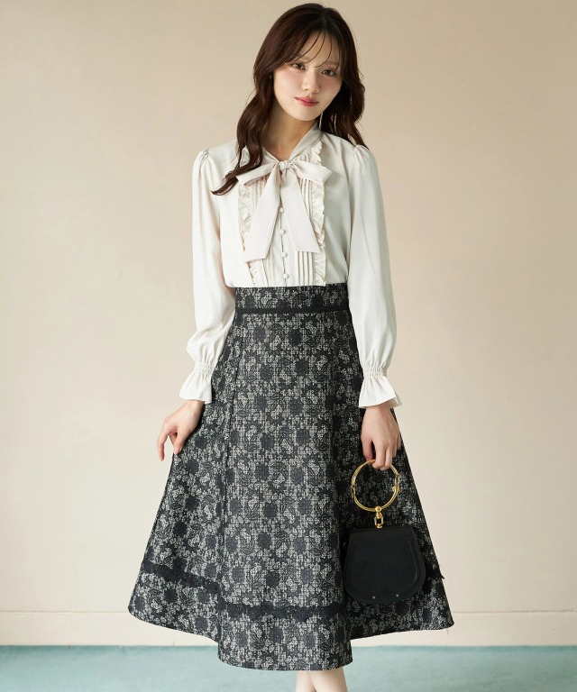 morphose フレアスカート リボンレース morphose フレアスカート リボンレース リボンレース2段フレア