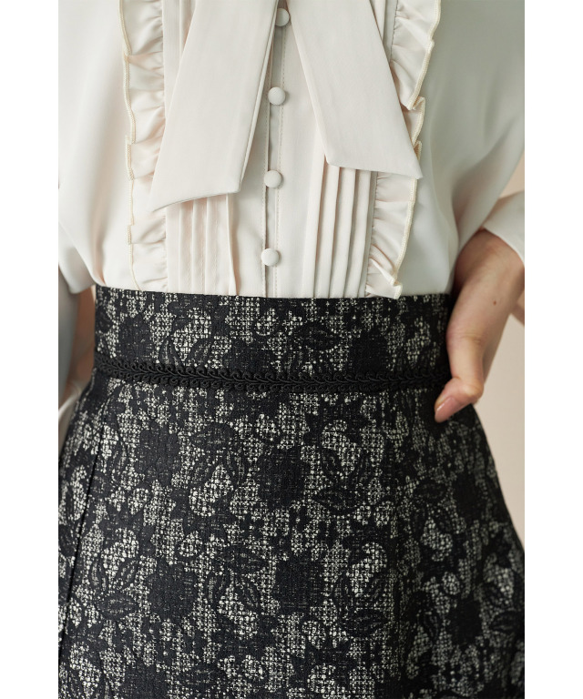 レースボンディングツイードフレアスカート