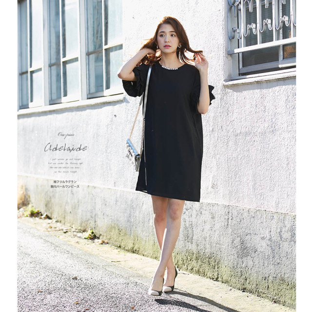 袖フリルラグラン胸元パールワンピース Adelaide アデライーデ Tocco Closet Winter Collection