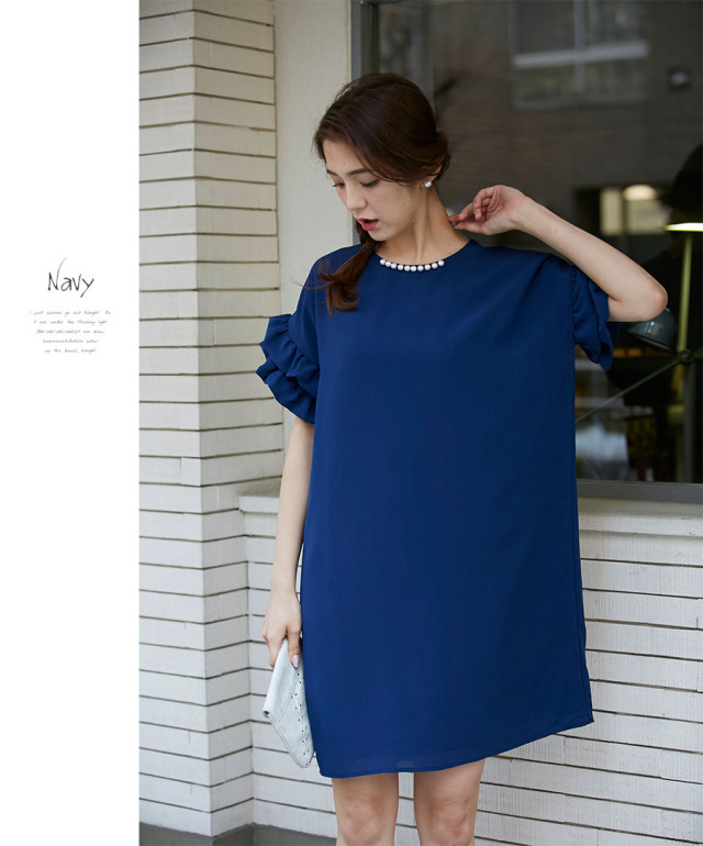 ラグラン袖フリフリワンピース見本