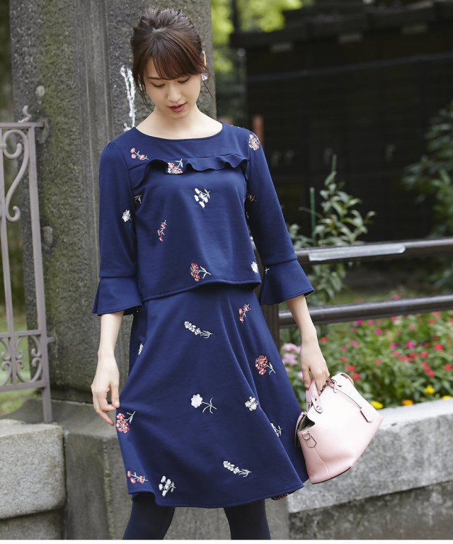 レディのスイッチをON♪小花刺しゅう入りポンチセットアップ 中村里砂 