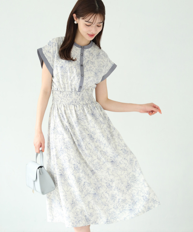 新品◆tocco closet◆チェリープリントウエストシャーリングワンピース② トッコクローゼット tocco closet ボウタイリボン付きラッフル