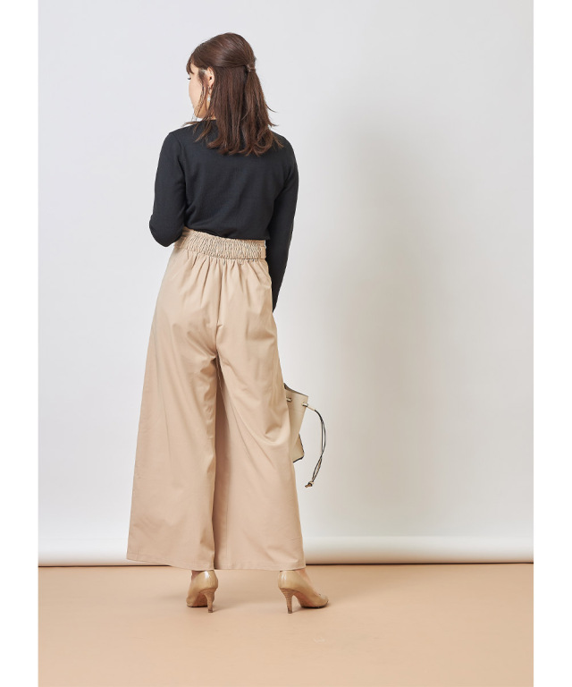 取り外し可能なサスペンダー付きサイドパール装飾ワイドパンツ