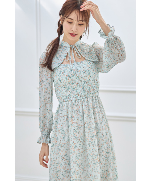 Dior ヴィンテージ ワンピース ターコイズ色リボン付き いは