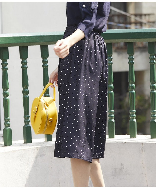 ビアズリー ドット柄 ガウチョパンツ 黒 BEARDSLEY｜ドットパンツ | Rakuten Fashion(楽天ファッション