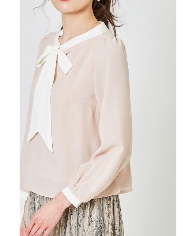 グットガール感 漂うボウタイりぼん配色ブラウス 【amiesa アミーサ  