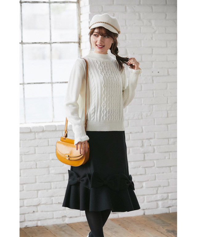 ガーリーな甘さがツボ！ビックりぼん付きフレアスカート 