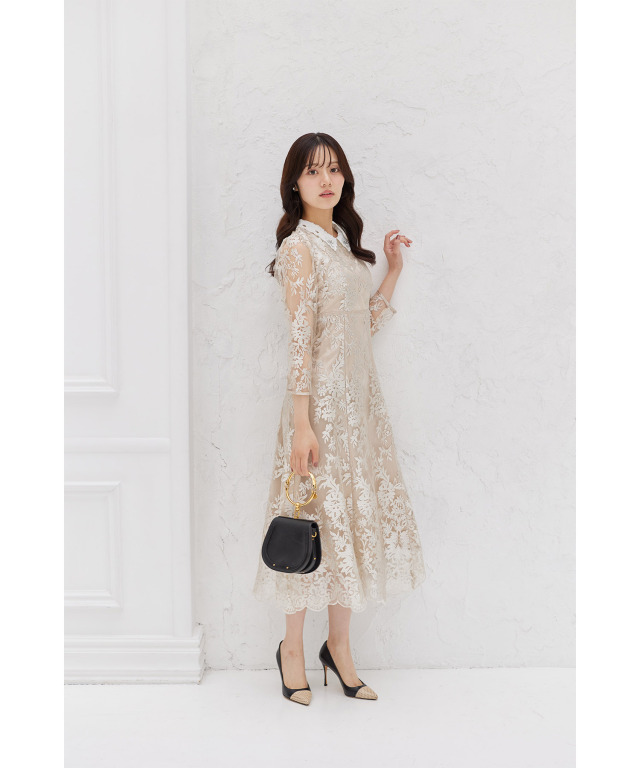 【美品】豪華✨️ ピンクハウス ローズ柄 ワンピース リボン ＆ はしごレース付 ピンクハウス、ハローキティとのコラボワンピース＆ローズ柄