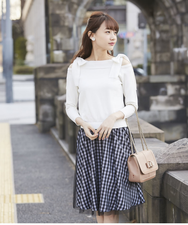 女の子らしさと色っぽさを両立ギンガムチェック ニットドッキングワンピース Armina アーミナ 女の子らしさと色っぽさを両立ギンガムチェック ニットドッキングワンピース Armina アーミナ