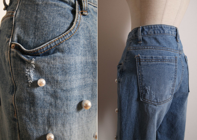 パール付きデニムパンツ