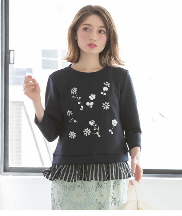 最終スペシャルプライス】フロントビジュー刺繍裾フリルつき