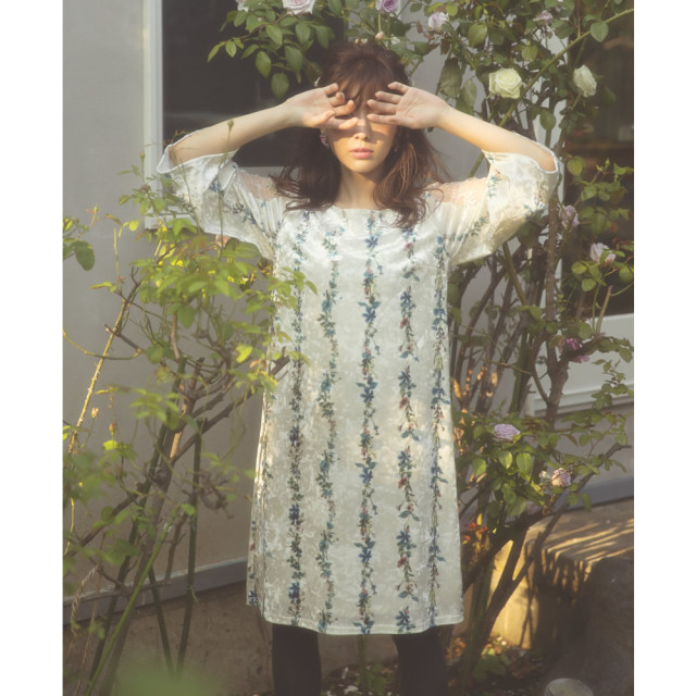 2月24日(土)0:00スタートBARGAIN】絵になる肩透け刺しゅうレース切替 