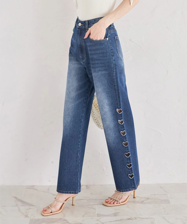 サイドハートカットデニムパンツ