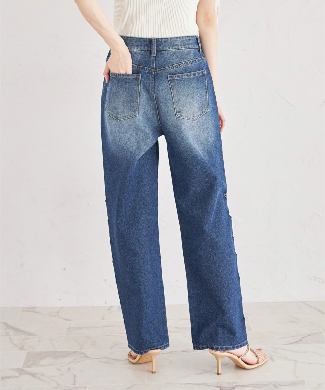 サイドハートカットデニムパンツ