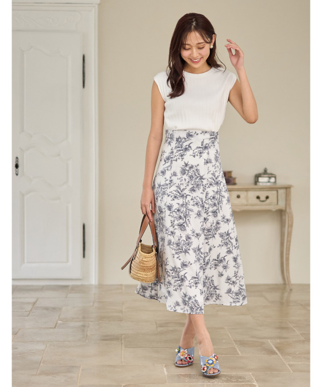 バックレースアップフラワートワルドジュイナロースカート 