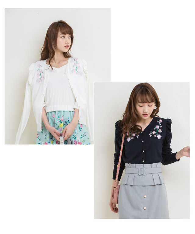 最終スペシャルプライス】女らしさ盛れるフラワー刺繍入りV