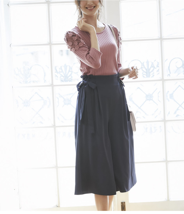 新品、未使用】ホワイト WHYTO. ワイドパンツ 38（M）ガウチョパンツ