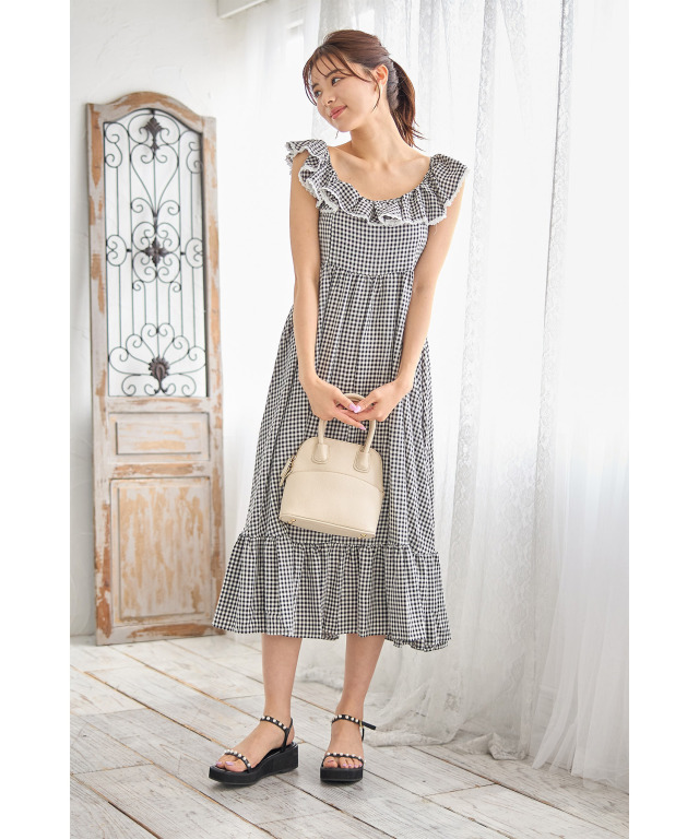 DOUBLE うみ MAISON ギンガムチェック キャピュレットドレス ワンピース 
