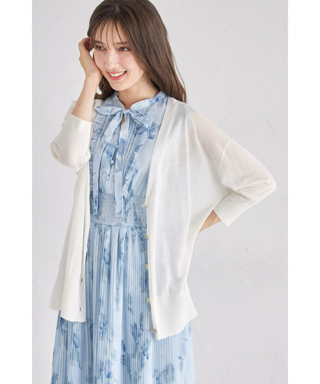 Y商品です(*´∀`) UVカット＆接触冷感♪パール付き七分袖カーディガン