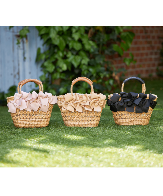 グログランリボン付きペーパーカゴバッグ 