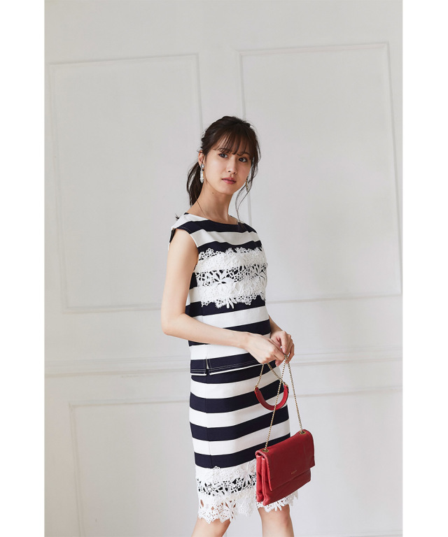 〓TIBI〓silkサテン スイッチ カラー ボーダー アシンメトリー