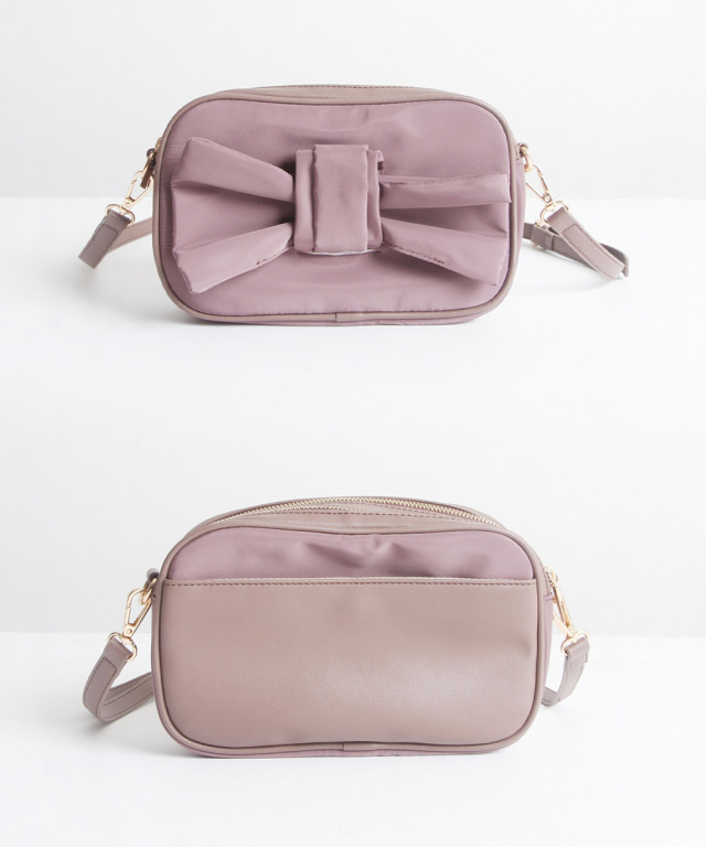 りぼん付きサテンミニショルダーバッグ