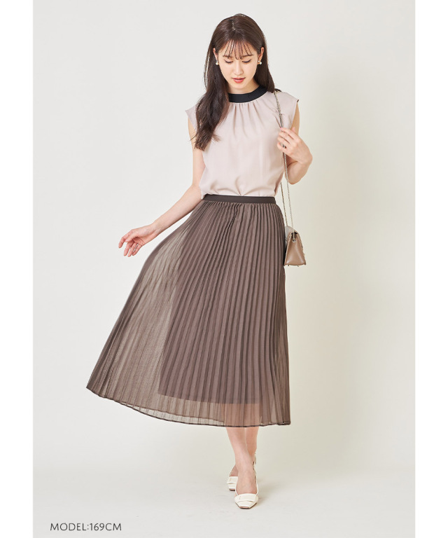 くすみトーン＆旬ディテールでトレンド感☆シアープリーツスカート 