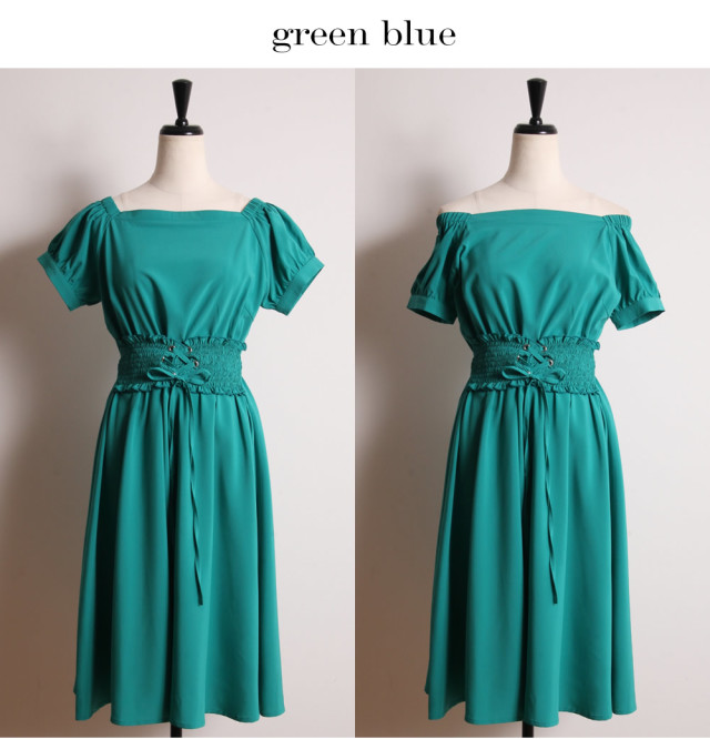 最旬ムード満点ウエストシャーリングデザイン2WAYオフショルワンピース  